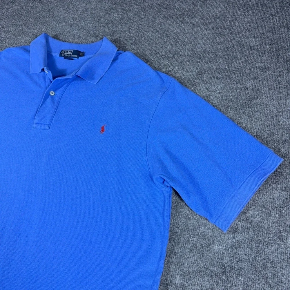 Polo Ralph Lauren Mens 2XLT Tall Blue Short Sleeve Pique Cotton Polo Shirt